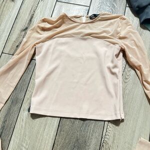 Sheer Long Sleeve Nude Top